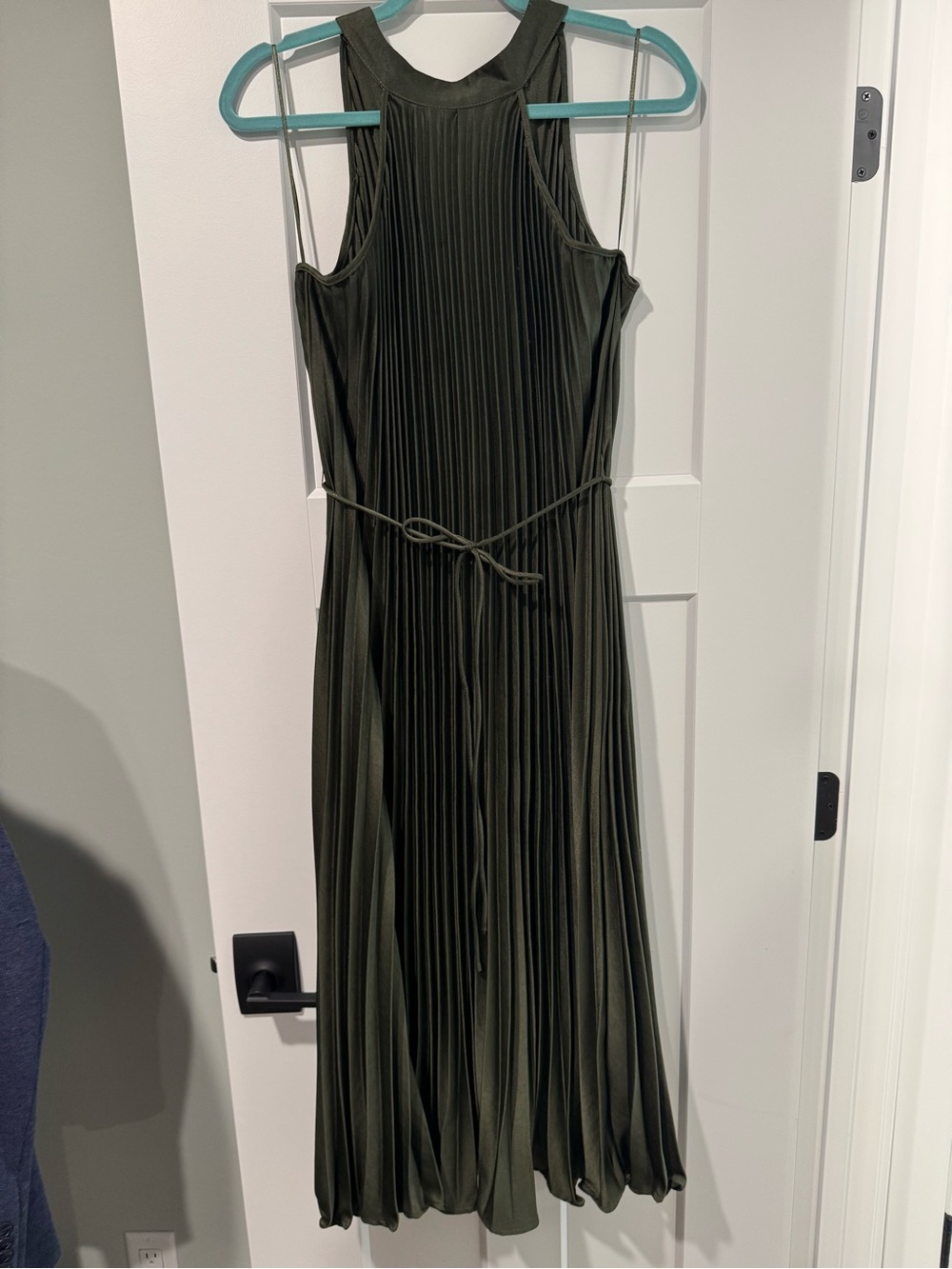 Pinkblush Olive Green Pleated Midi Dress